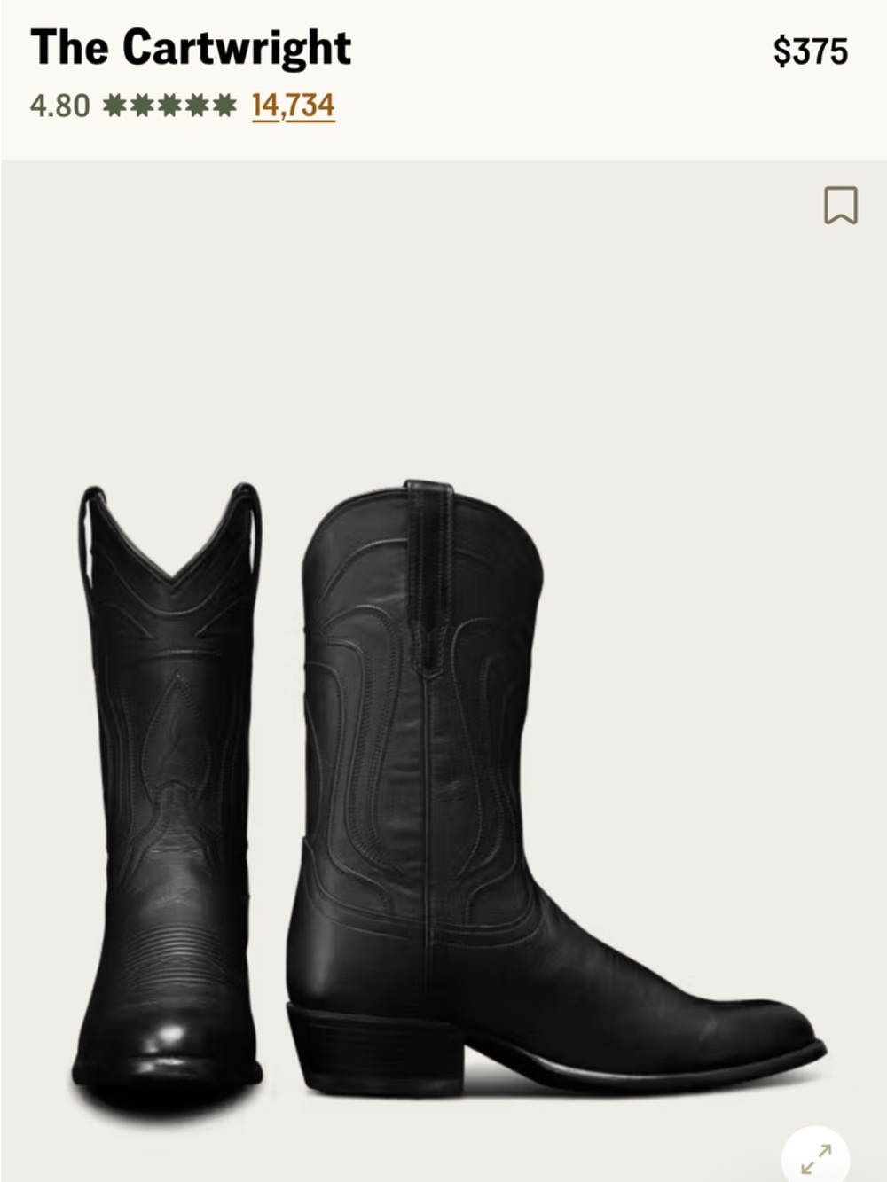 Tecovas Cartwright Cowboy Boots in Midnight Men’s 11D